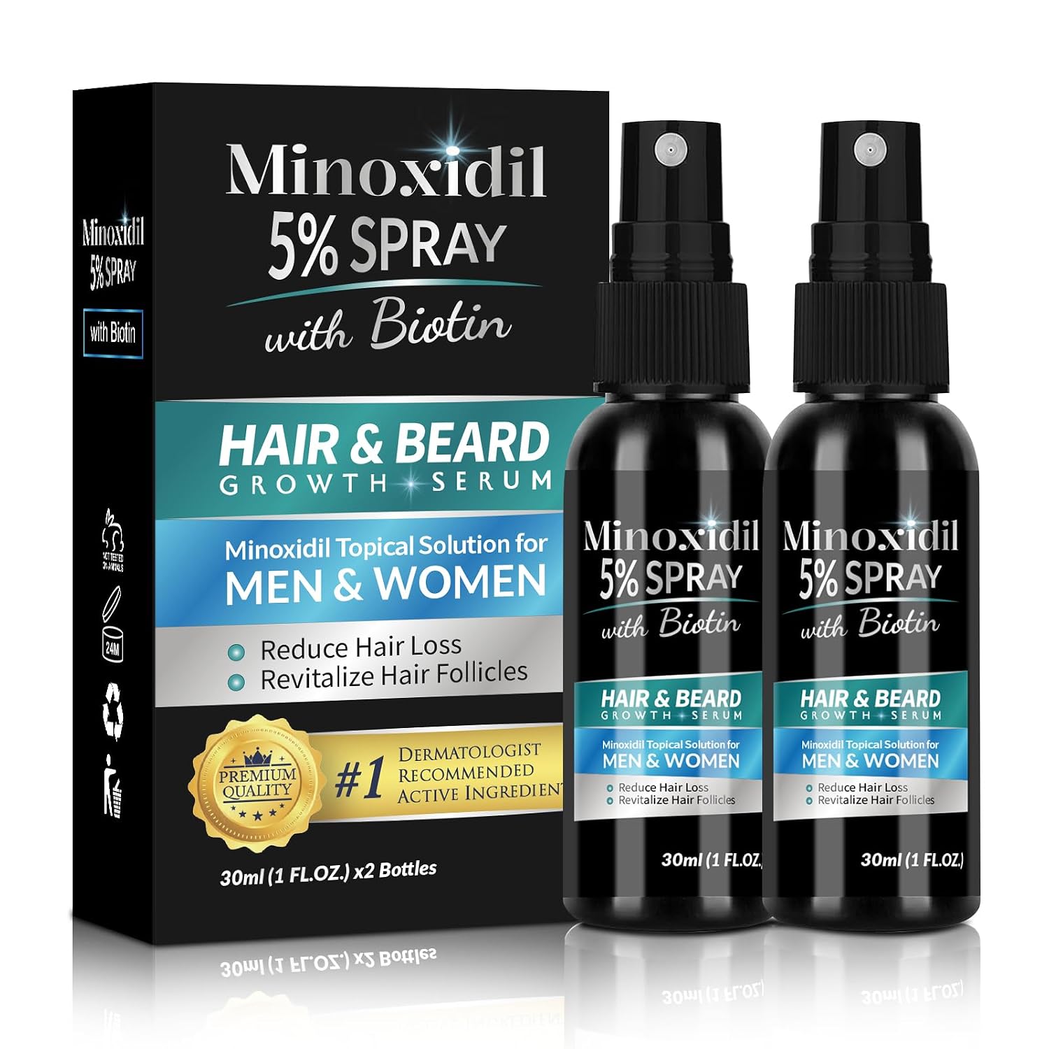5% Minoxidil Hair Growth Spray for Men & Women, Advanced Hair Regrowth Treatment for Thinning Hair & Hair Loss, Dermatologist Tested Formula for Stronger, Thicker, Fuller Hair