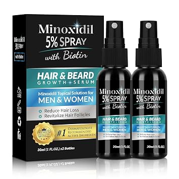 5% Minoxidil Hair Growth Spray for Men & Women, Advanced Hair Regrowth Treatment for Thinning Hair & Hair Loss, Dermatologist Tested Formula for Stronger, Thicker, Fuller Hair