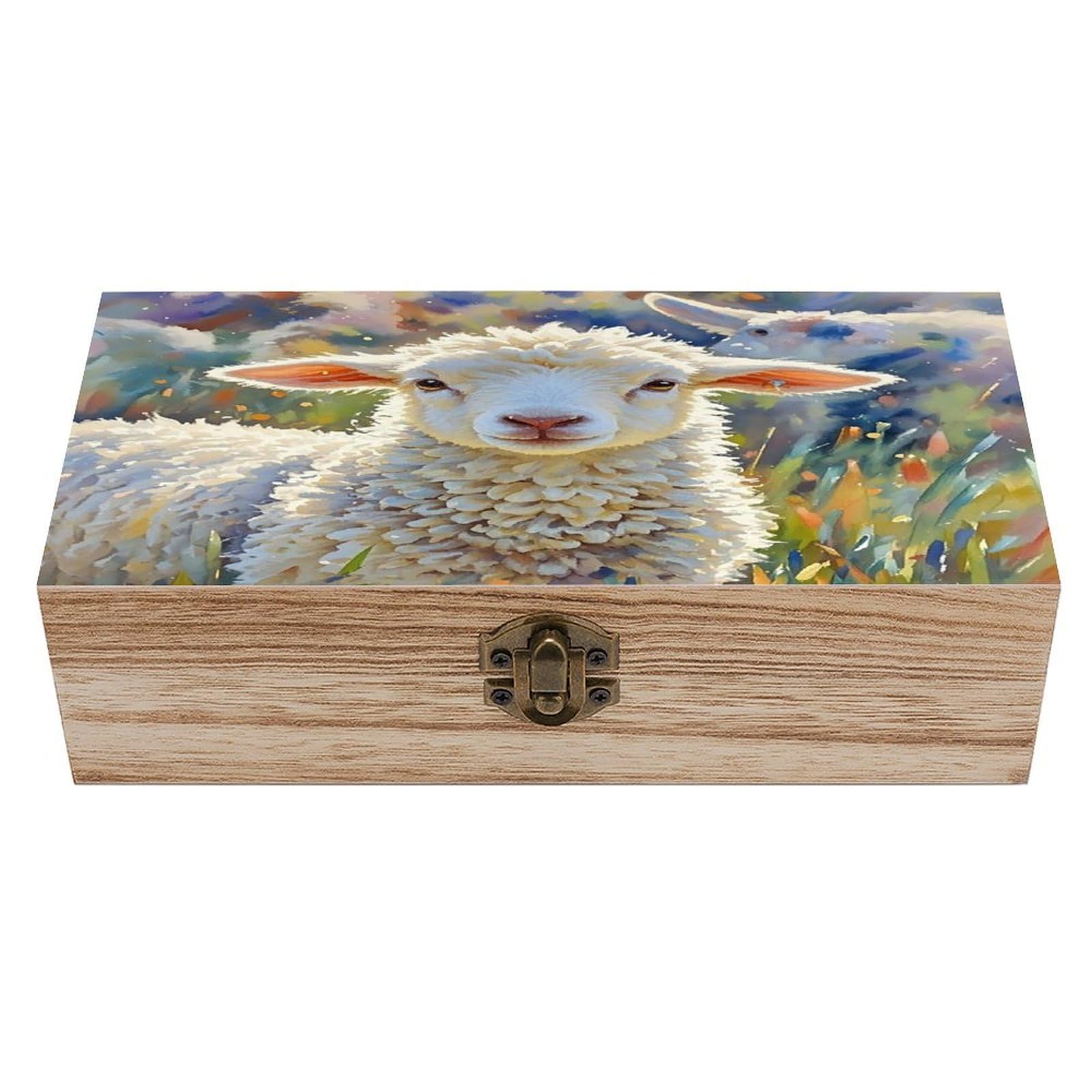 LZQPOEAS Color Sheep Wooden Box Storage Space to Organize Jewelry in A Beautiful Small Storage Box Decorative Card Boxes Memory Treasure Boxes for Crafts And Photo Storage