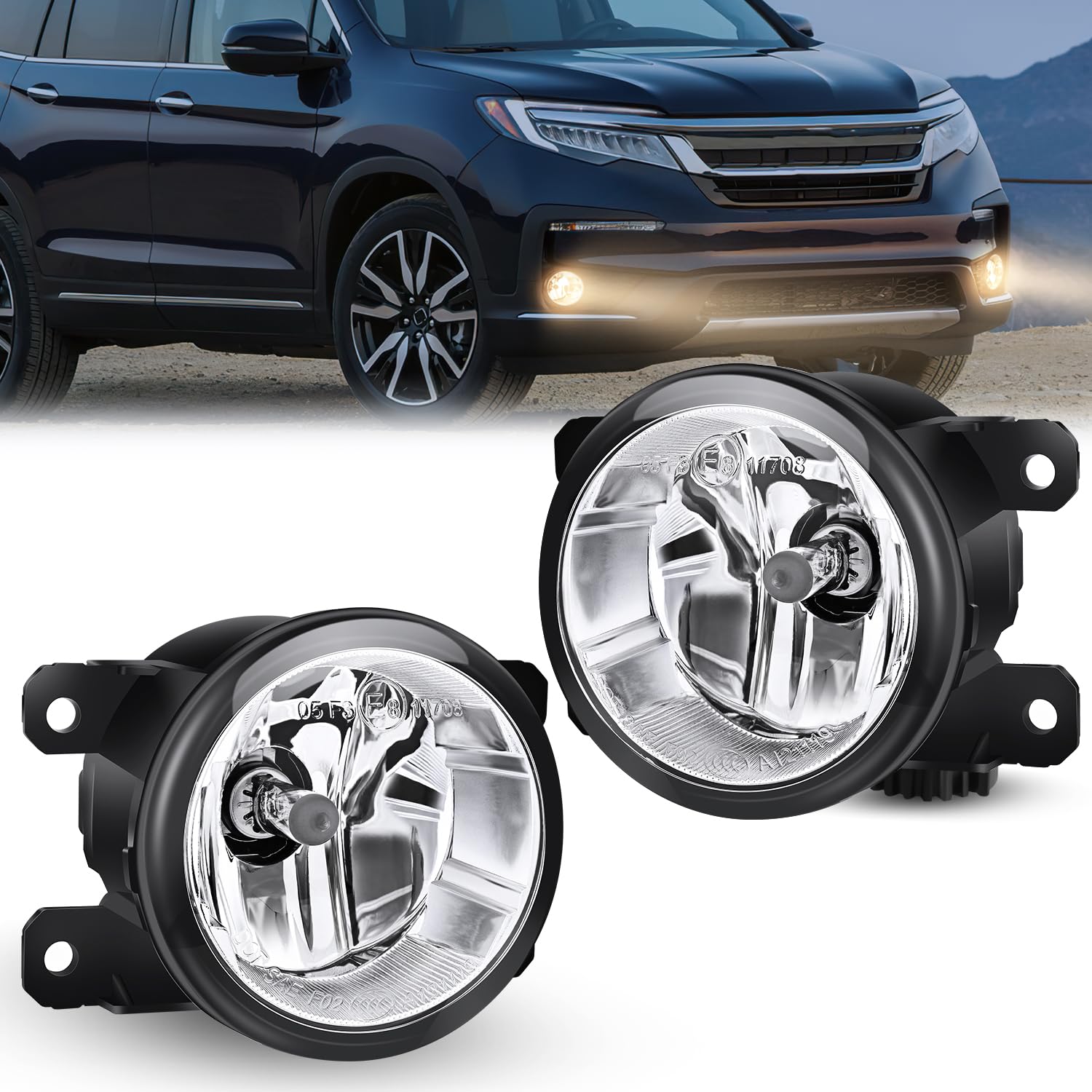 Nilight Fog Lights Assembly Compatible with 2013 2014 2015 2016 2017 2018 2019 2020 Honda City CRV CRZ Civic Crosstour Ram Promaster Jeep Cherokee Compass Acura TSX ILX RDX Chrysler