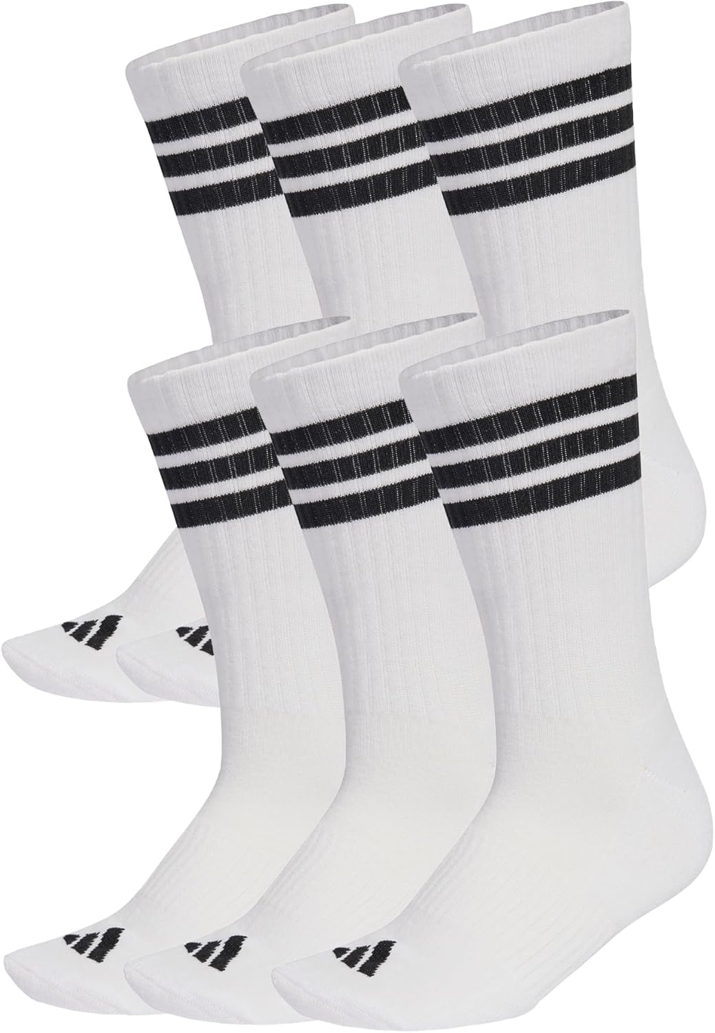 adidas 3 Stripes Essentials Cushioned Crew Socks 6 Pair Pack Socks Unisex Adult