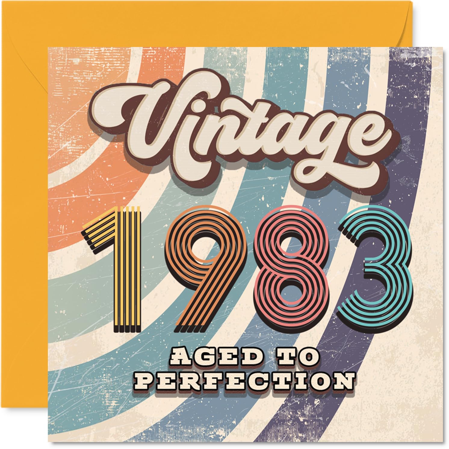 43rd Birthday Card for Men Women - Vintage 1983 Aged To Perfection - Happy 43 Birthday Cards for Auntie Sister Son Colleague Neighbour Wife, 145mm Bday Greeting Cards