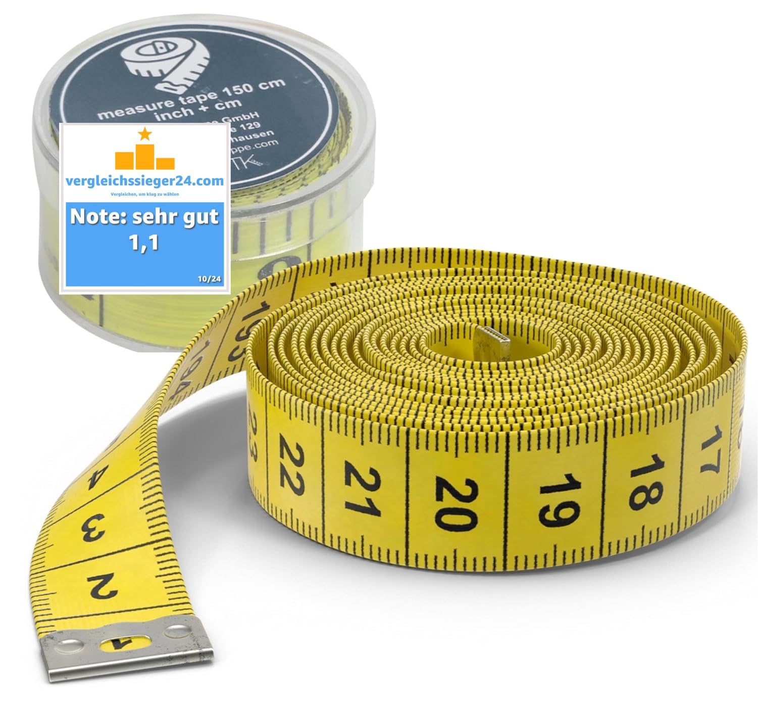 2 en 1 - cinta métrica cm + INCH cinta de sastrería 150 cm en caja de almacenamiento (1x pieza)