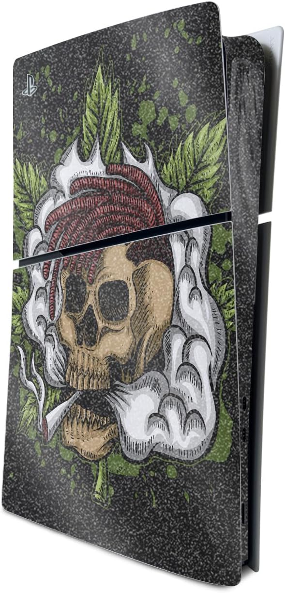 MightySkins Glossy Glitter Skin Compatible with Playstation 5 Slim Digital Edition Console Only - Death by Ganja | Protective, Durable High-Gloss Glitter Finish | Easy to Apply | Made in The USA