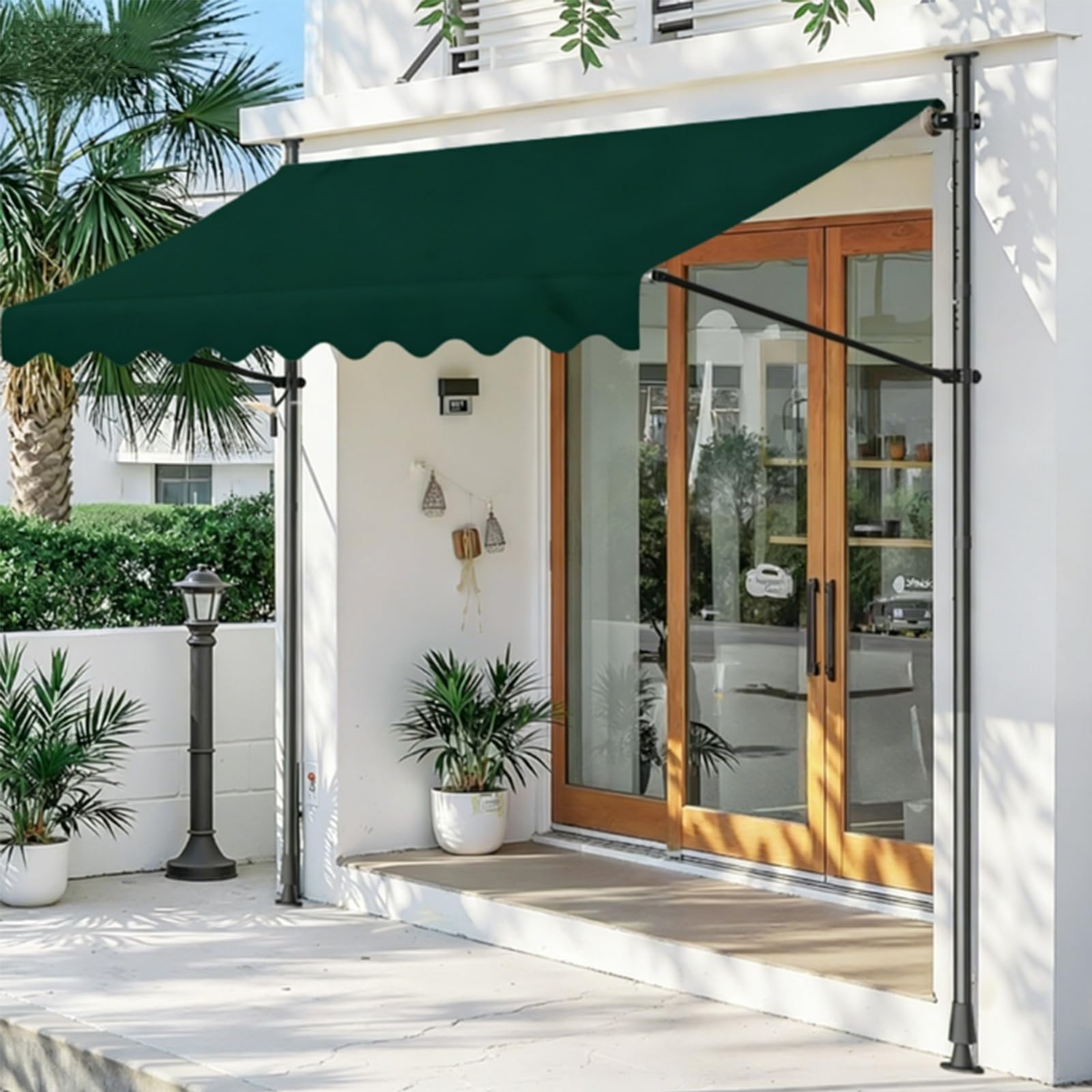 Toldo retráctil para patio con marco de metal, refugio ajustable para exteriores, para terraza, hogar, patio trasero y balcón