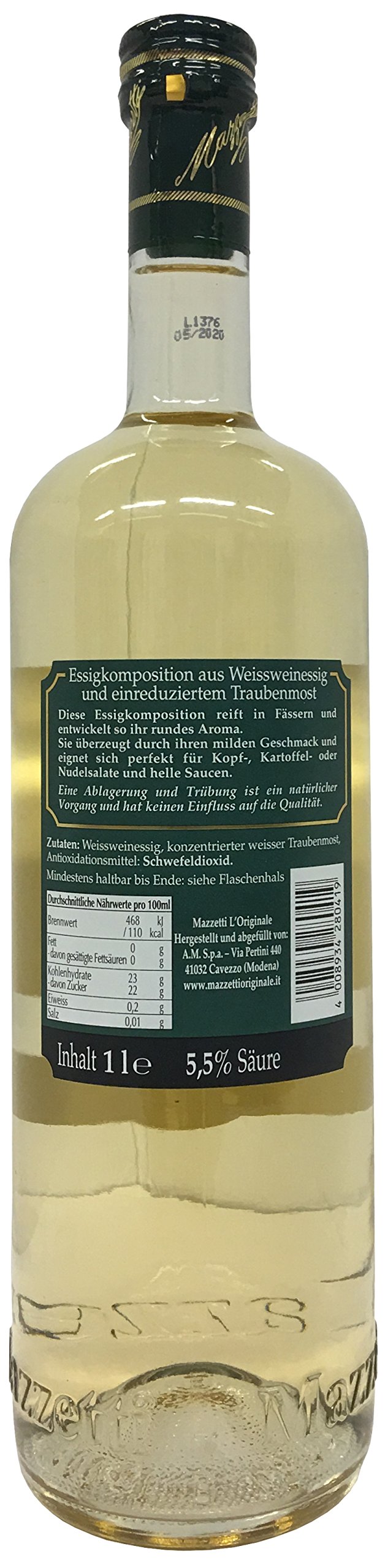 Probierpaket: Mazzetti Aceto Balsamico di Modena IGP Tino Tipico (1 x1L) + Mazzetti Condimento Bianco (1 x 1L)