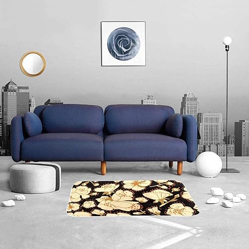 Miniatura 5 de Tapete con patrón de flores negras tapete antideslizante para interiores y exteriores tapete divertido regalo de inauguración de la casa decoración