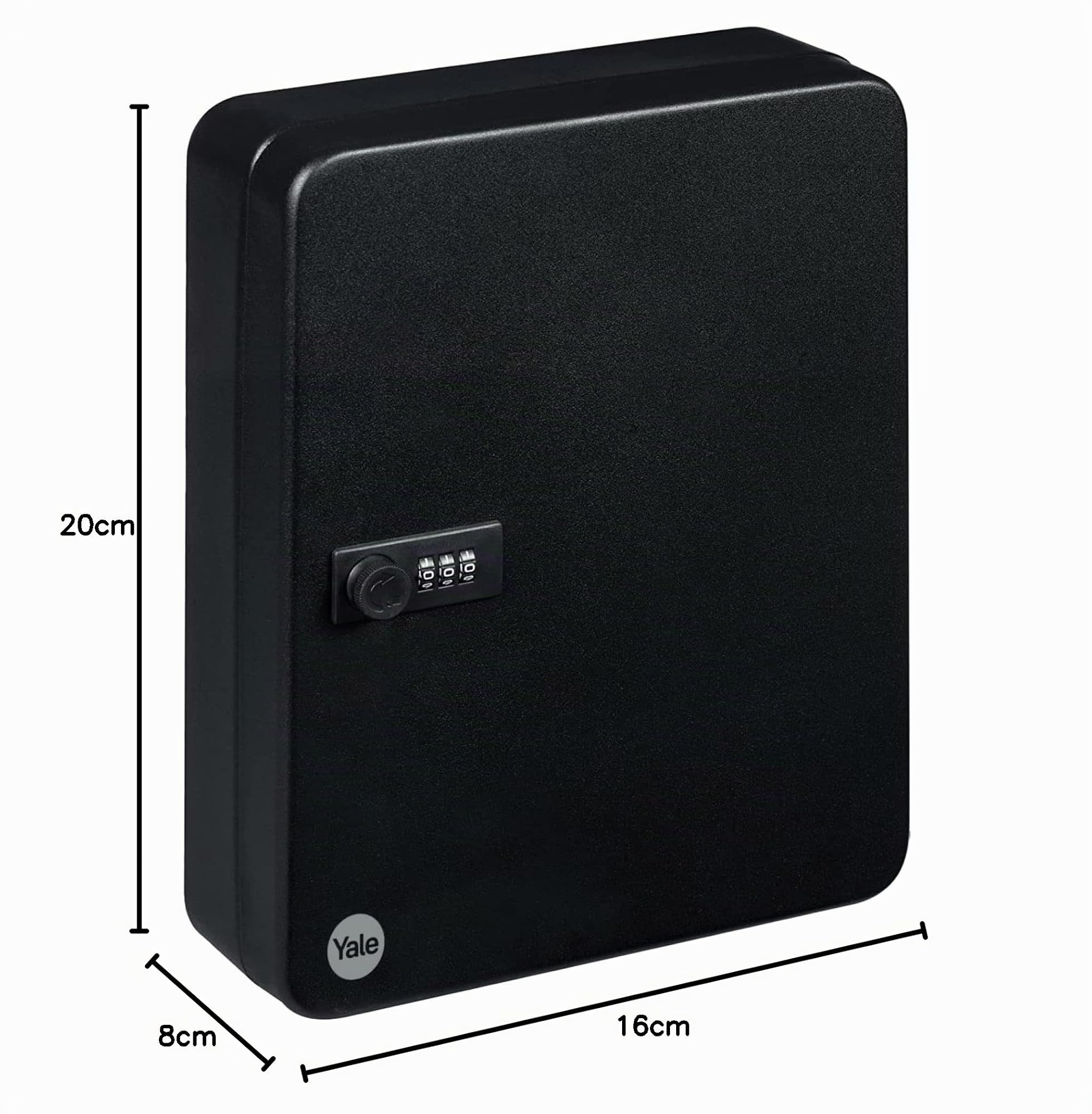 Yale YALYSKB000 Armario para 20 Llaves con Cerradura de Combinación Montaje en Pared Metal Negro 20x16x8 cm