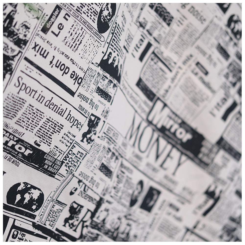 NAKAN Tessuto Policotone Stampa di Giornali retrò 80% Tessuto di Cotone 150cm di Larghezza Materiale Tessuto Artigianale per Il Cucito Fai da Te Creativo, Borse, Scrapbooking(Size:3m)