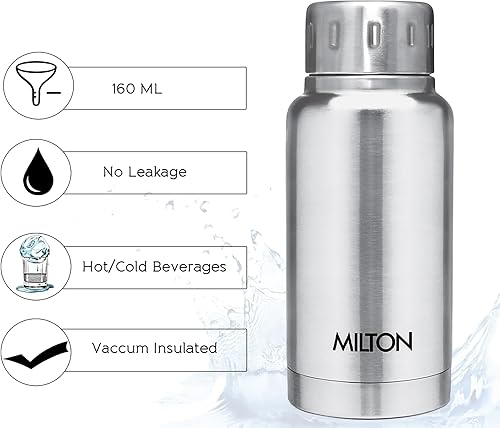Miniatura 7 de Milton Botella de agua aislada de 5.4 oz (5.4 fl oz) de acero inoxidable de doble pared para bebidas calientes y frías, tapa de rosca simple a