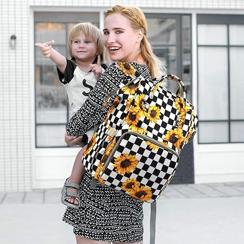 Miniatura 2 de Bolsa de pañales Mochila multifunción para cambiadores de bebé, mochila grande para pañales, Girasol, Classic