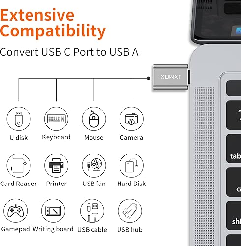 Vista 4 de Adaptador USB C a USB [paquete de 2], adaptador OTG Thunderbolt 3 a USB 3.0 compatible con MacBook Pro, Chromebook, Pixelbook, Microsoft Surface Go