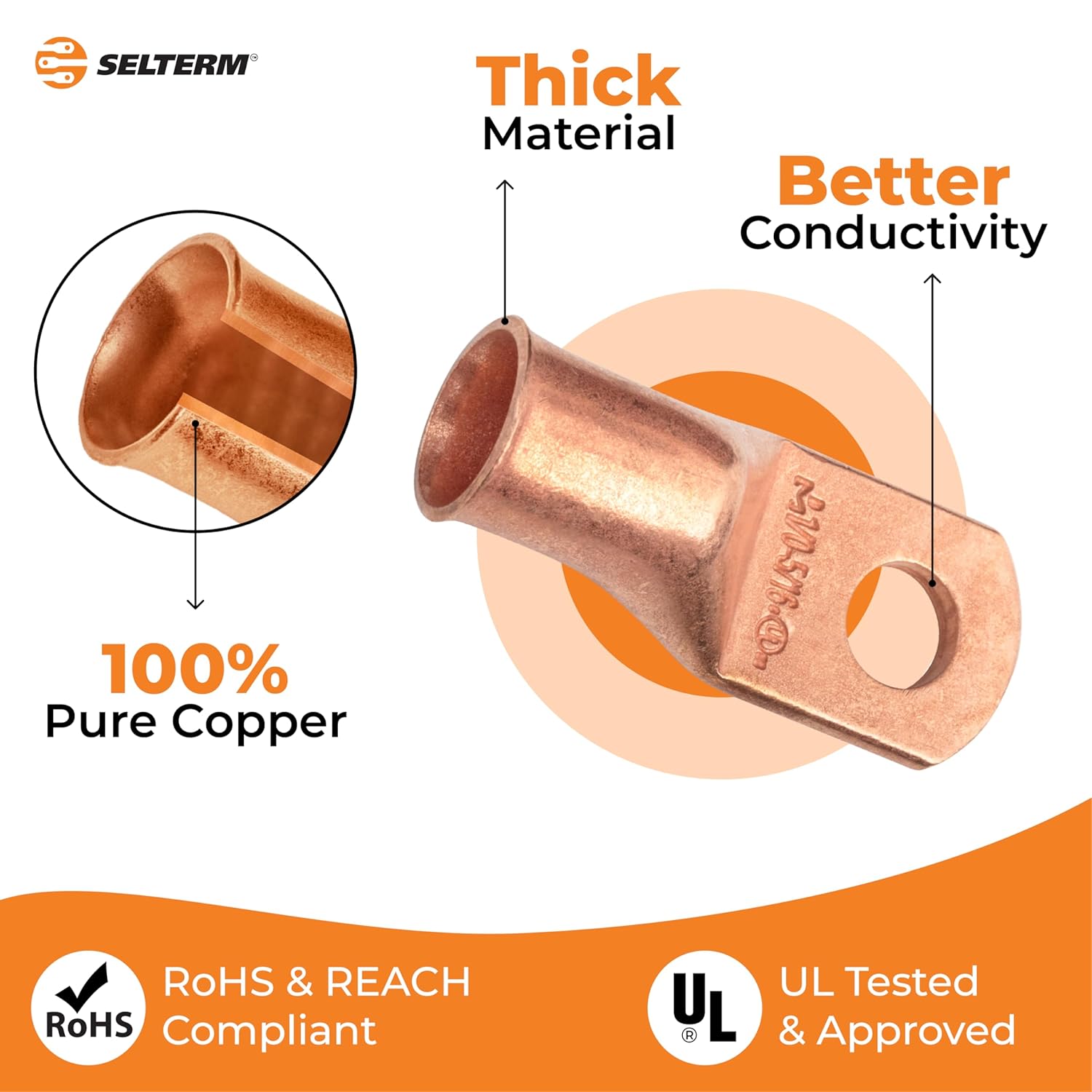 SELTERM 25pcs 1/0 AWG 5/16" Stud Bare Copper Wire Lugs & Large Size Black 108 Pcs 3:1 Dual Wall Adhesive Line Heat Shrink Tubing Kit 1, 3/4, 1/2, 5/8 Inch Assortment Kit