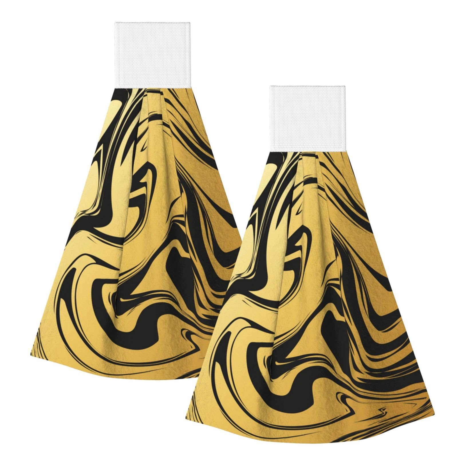 DOPKLNA Marble Texture Copper, 2 Pcs Hanging Coral Fiber Hand Towels for Bathroom, Absorbent Kitchen Towels