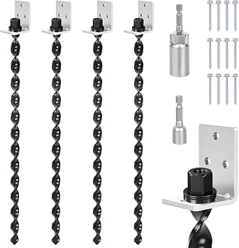 24" Ground Anchors Screw in, 4PCS Heavy Duty Mobile Home Anchors, Multi-Purpose Earth Anchors with Brackets and Adapter for Drill, Ideal for Mobile Homes, Storage Sheds and Carports Sliver