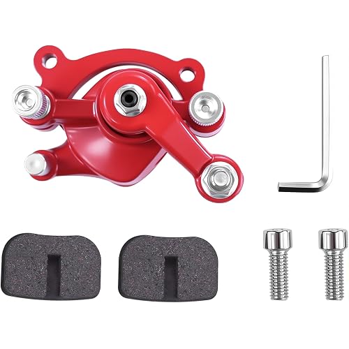 Front Disc Brake Caliper and Pad Compatible with 43cc 47cc 50cc 2 Stroke Dirt Bike Pocket Bike Mini ATV Quad 4 Wheeler Go Kart Engine SYX Moto SSR X-Pro Mototec Coolster Apollo Red