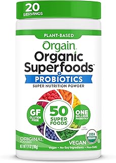 Orgain Organic Green Superfoods Powder, Original - Antioxidants, 1 Billion Probiotics, Vegan, Dairy Free, Gluten Free, Kos...