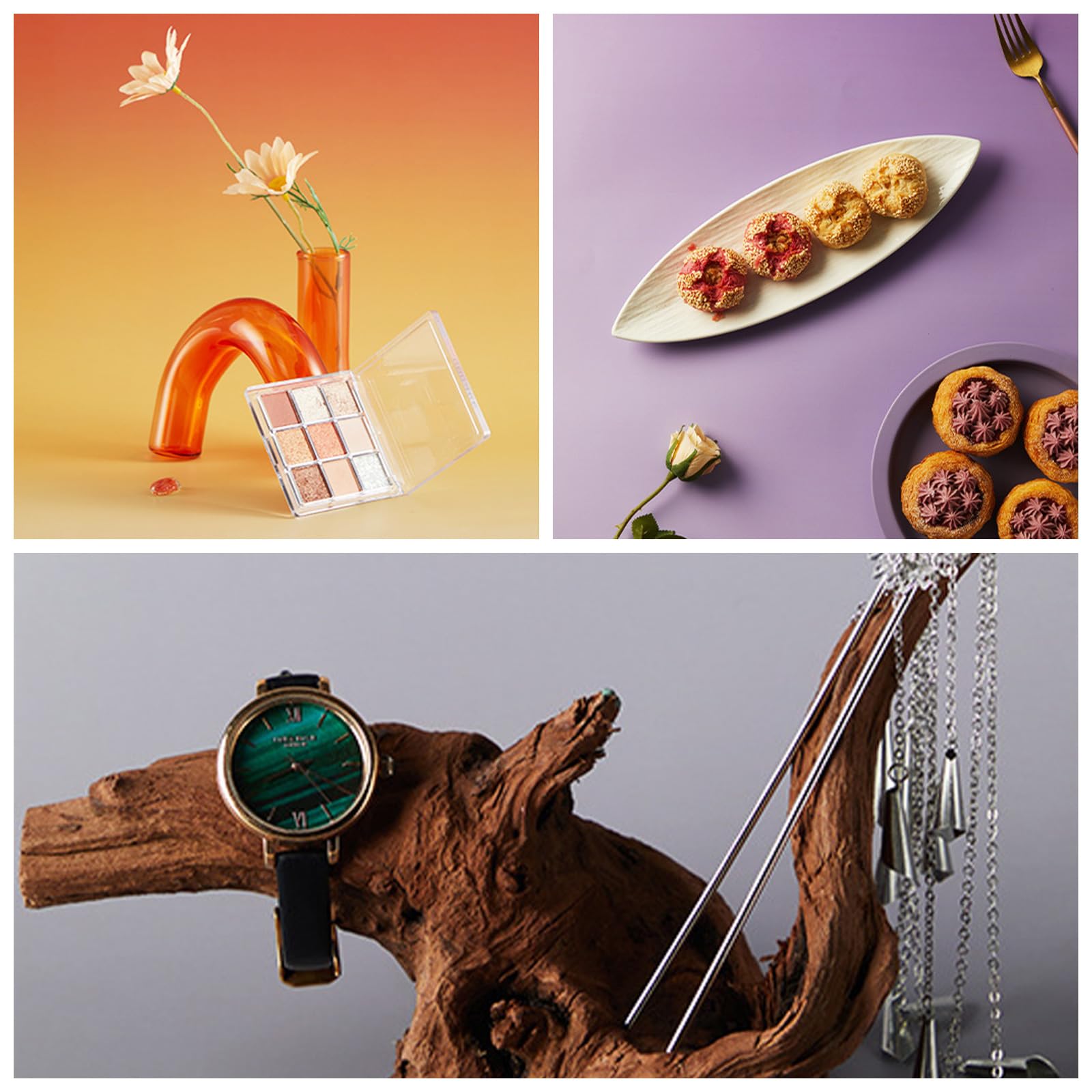 Fondale fotografico da tavolo, 12 pezzi, 24 modelli, 86,4 x 55,9 cm, sfondo da tavolo per fotografia di piccoli prodotti fotografici, kit di accessori per alimenti, gioielli, cosmetici (sfumato
