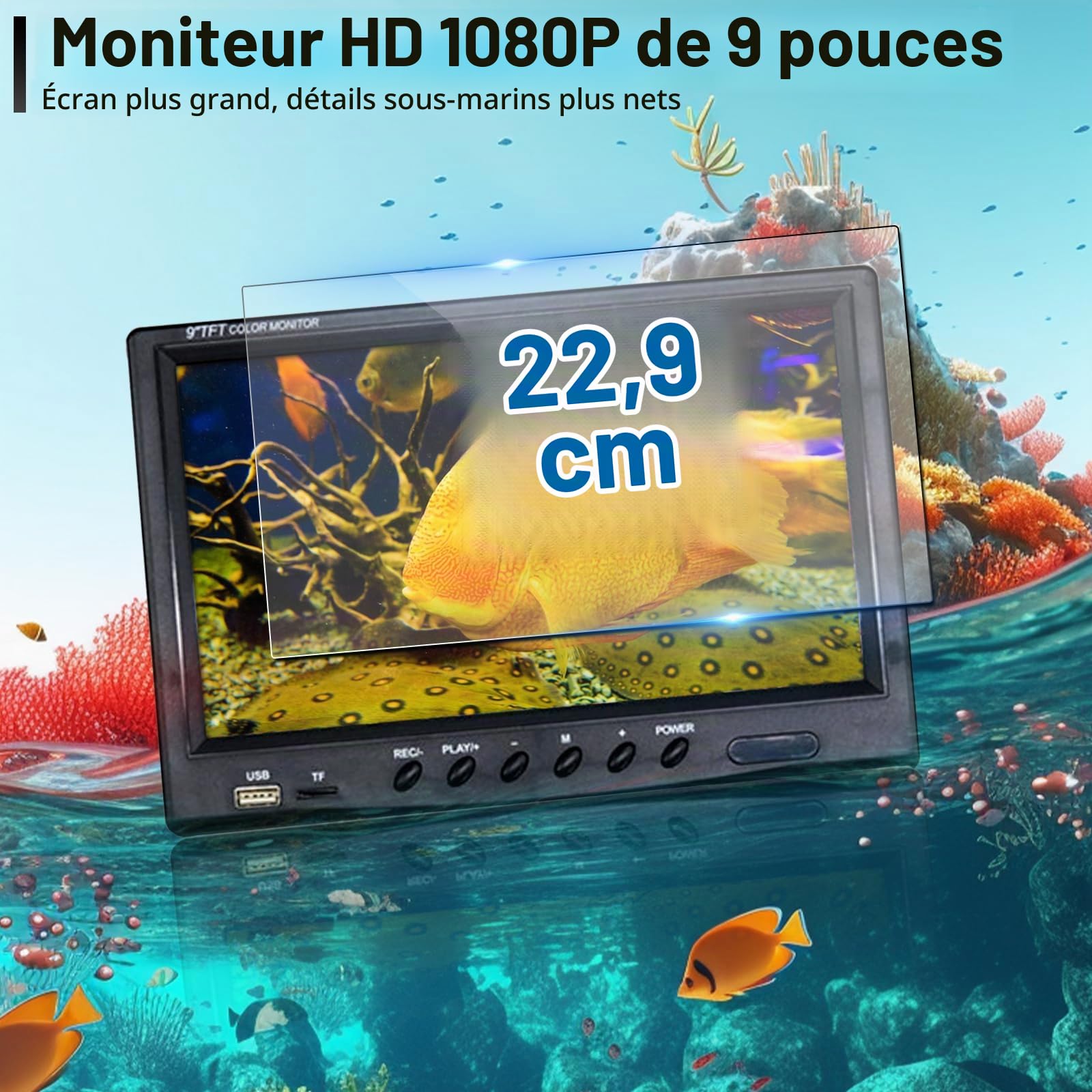 Caméra de Pêche sous-Marine HD 1080P 9 Pouces