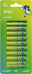 Pilha Alcalina Elgin blister com 8 unid AA e 8 Unidades AAA