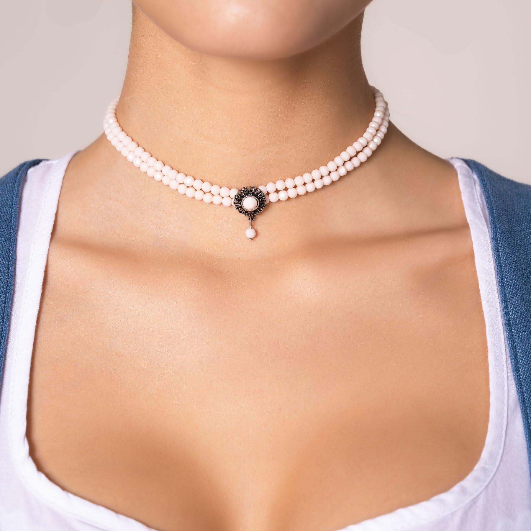 Alpenflüstern Gargantilla Helena para traje regional glamour – Nostálgica Gargantilla ajustada – Gargantilla elástica para mujer – Gargantilla de terciopelo (en colores tradicionales) DHK333