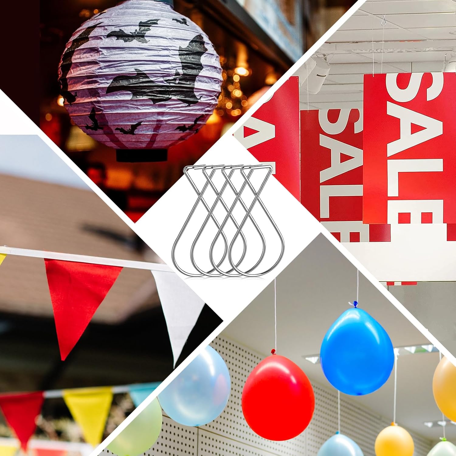 Pack Silver Drop Ceiling Clips: Hanging Hooks for Office, Home, Classroom & Wedding Decorations