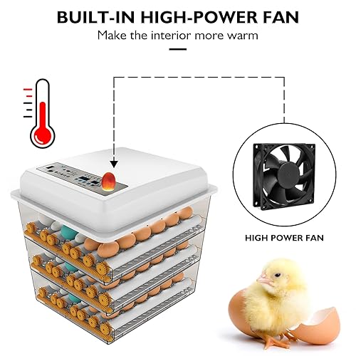 Miniatura 8 de Incubadora de huevos, incubadora de huevos con giro automático de huevos y control de humedad, criador de aves de corral para pollos, patos y