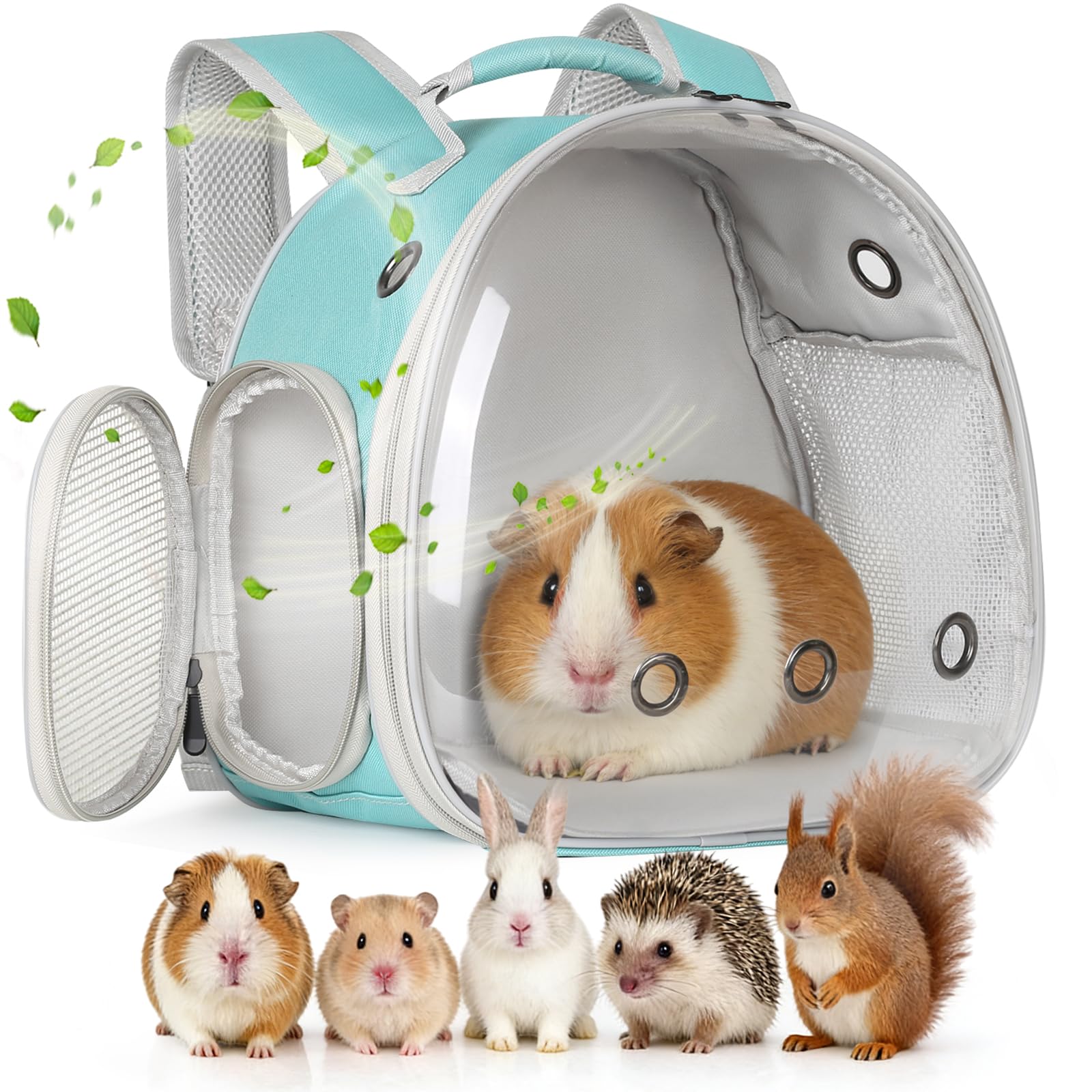 Small Animal Backpack, Kids Clear Space Capsule Bubble Pet Backapck for Bunny, Guinea Pig Backpack, Bird Carrier Backpack (Green)