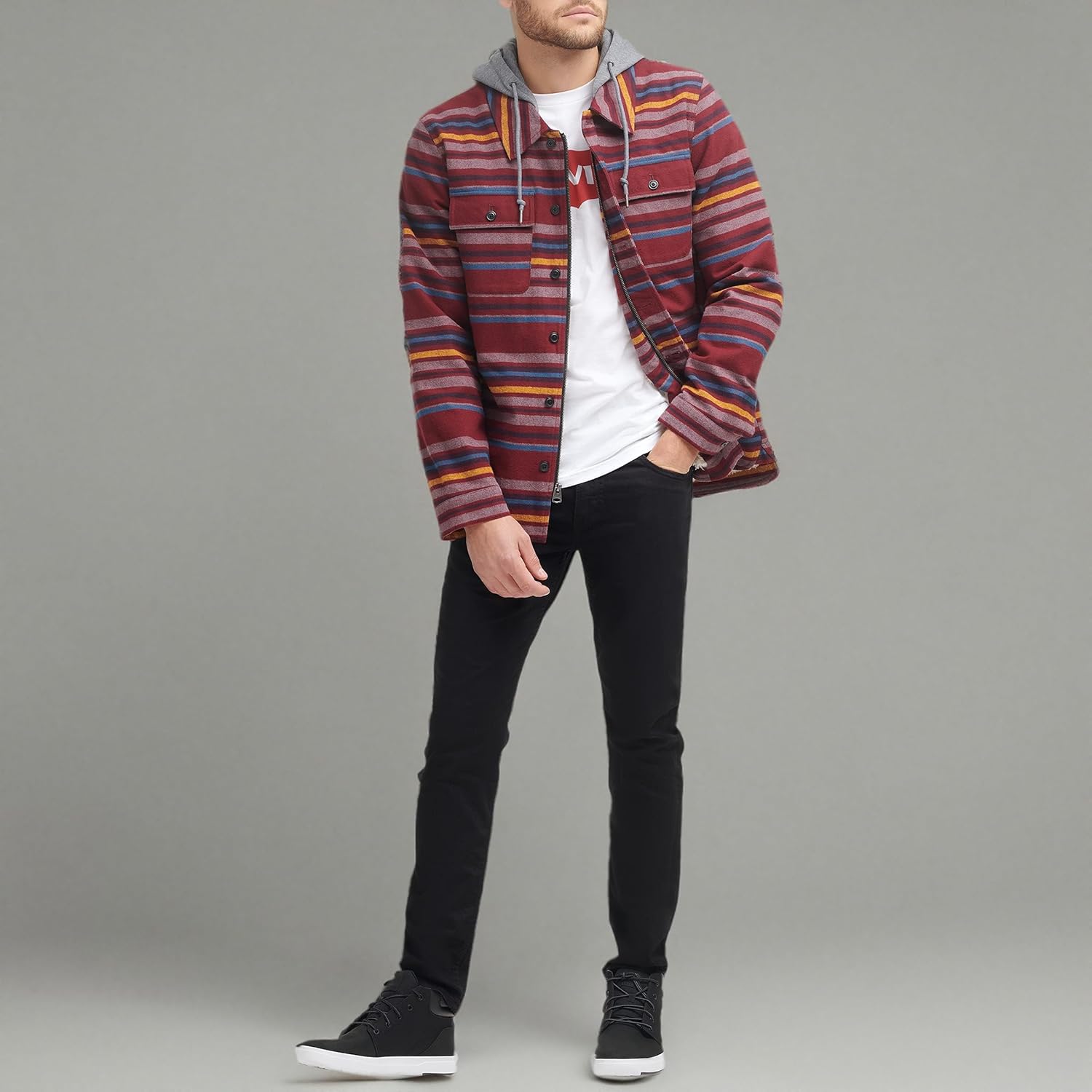 Levi's mens Plaid Sherpa Lined Hooded Shirt Jacket (Regular & Big & Tall Sizes)