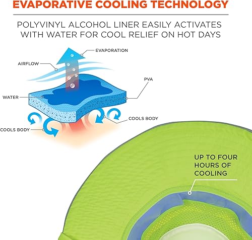 Miniatura 2 de Ergodyne Chill Its 8935CT - Sombrero de sol de enfriamiento de PVA, alta visibilidad, reflectante
