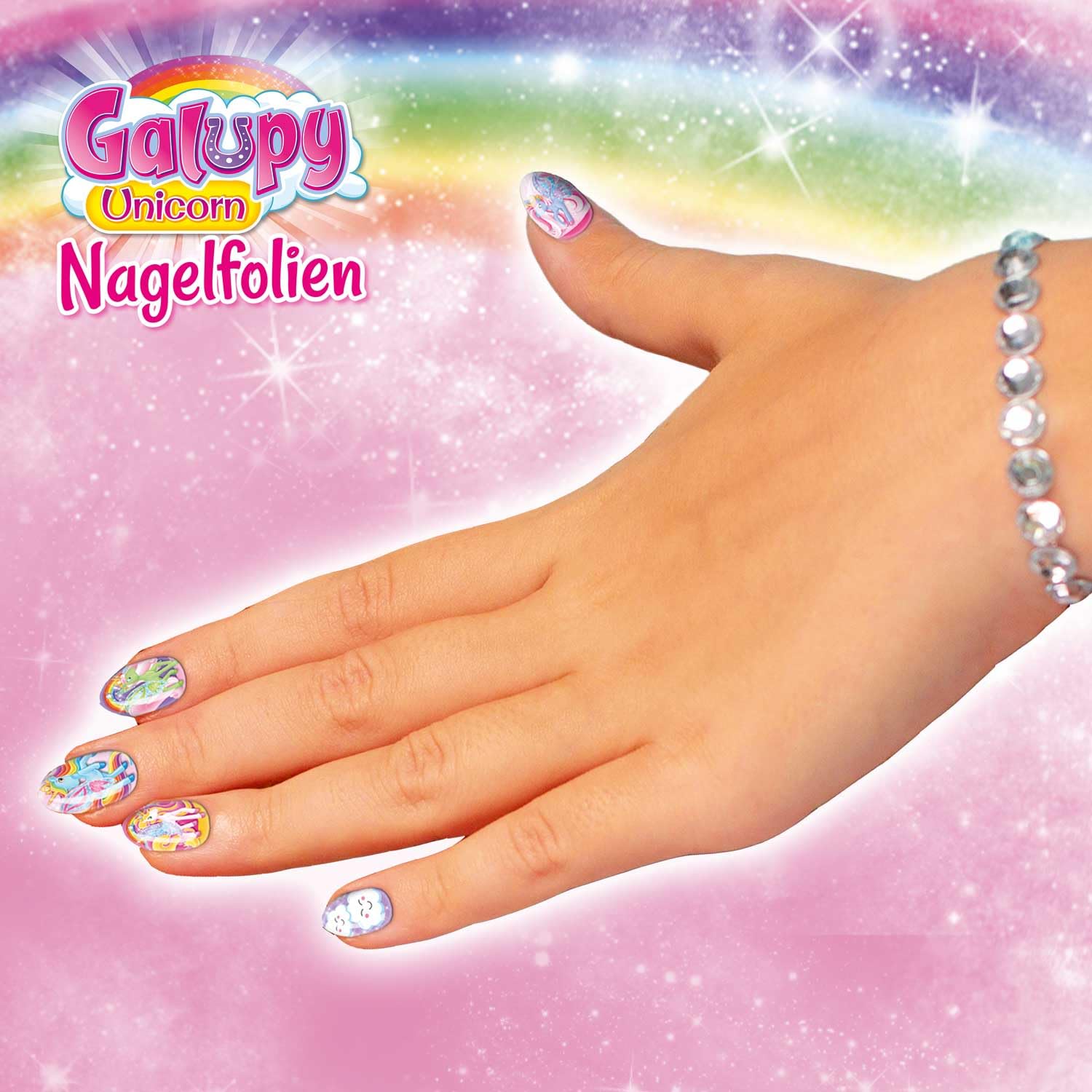 CRAZE Sticker Nails Galupy Unicorn - 432 Stück Nägel Zum Aufkleben für Kinder, Selbstklebende Künstliche Fingernägel, Nagelset Kinder Mädchen