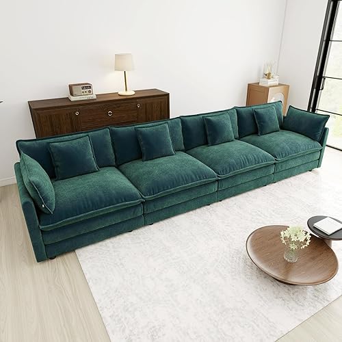 Miniatura 127 de Sofá gris de gran tamaño con una sola nube, sofás seccionales grandes de acento moderno para sala de estar, sofá modular de tela de chenilla, juego