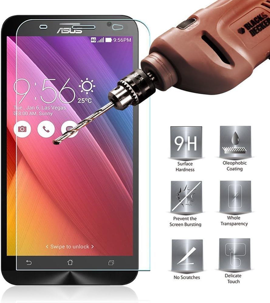 Zenfone 2 Screen Protector, [Anti Scratch] Premium 0.33mm 2.5d Rounded Edge 9h Tempered Glass Screen Protector for Asus Zenfone 2