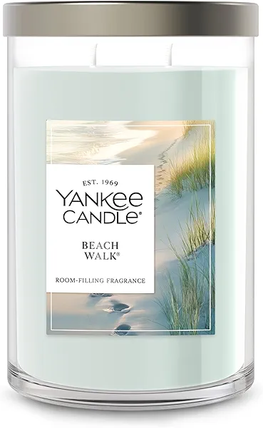Yankee Candle Large Tumbler Scented Candle with up to 80 Hour Burn Time, Premium Plant Wax Blend for Consistent Burn, 20 oz Tumbler Candle with Room Filling Fragrance, Beach Walk