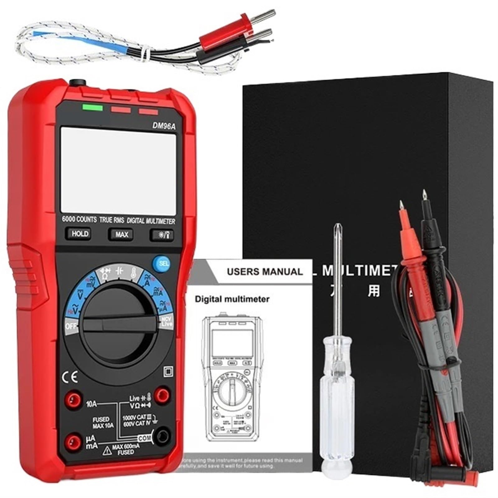 Multimetr cyfrowy, Multimetr cyfrowy inteligentny woltomierz AC DC napięcie prądu wielofunkcyjny tester automatyczny zakres 6000 zliczeń LCD NCV Firewire kondensator Wszechstronne możliwości pomiarowe