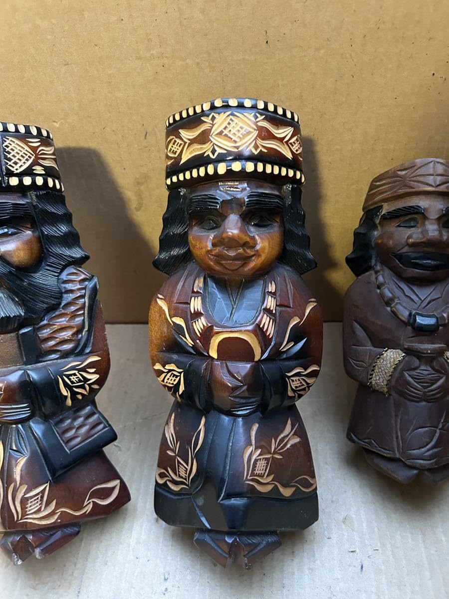 Amazon | レトロ木雕りニポポ人形アイヌ民族雕刻民芸品郷土玩具北海道