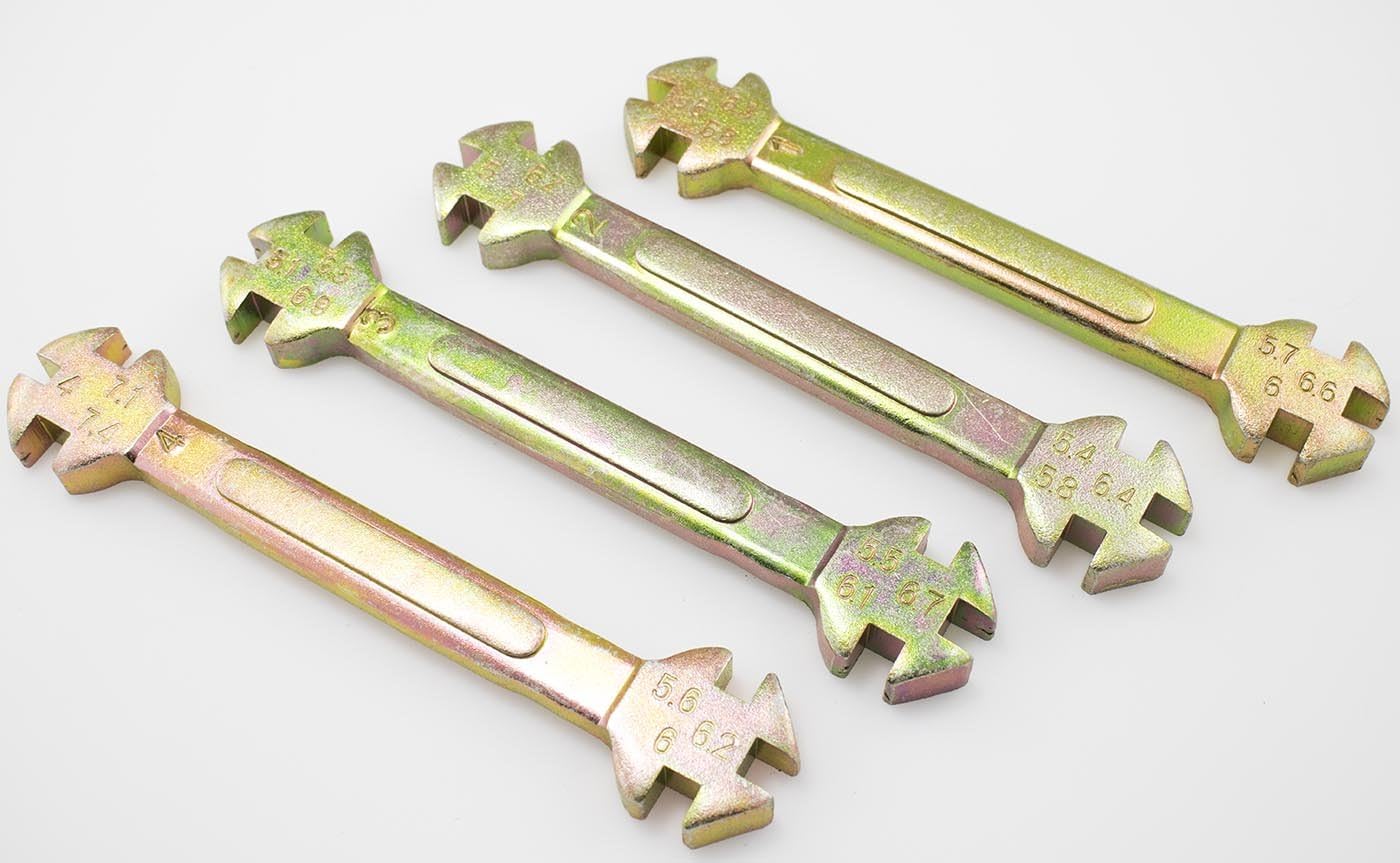 Motorcycle Spoke Wrench Set 4 Wrenches - 21 Sizes (4mm thru 7.4mm)