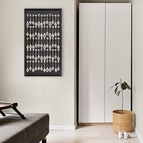 Miniatura 2 de 60 cucharas de recuerdo para cuchara de té, vitrina, gabinete de pared, protección UV, bloqueable negro