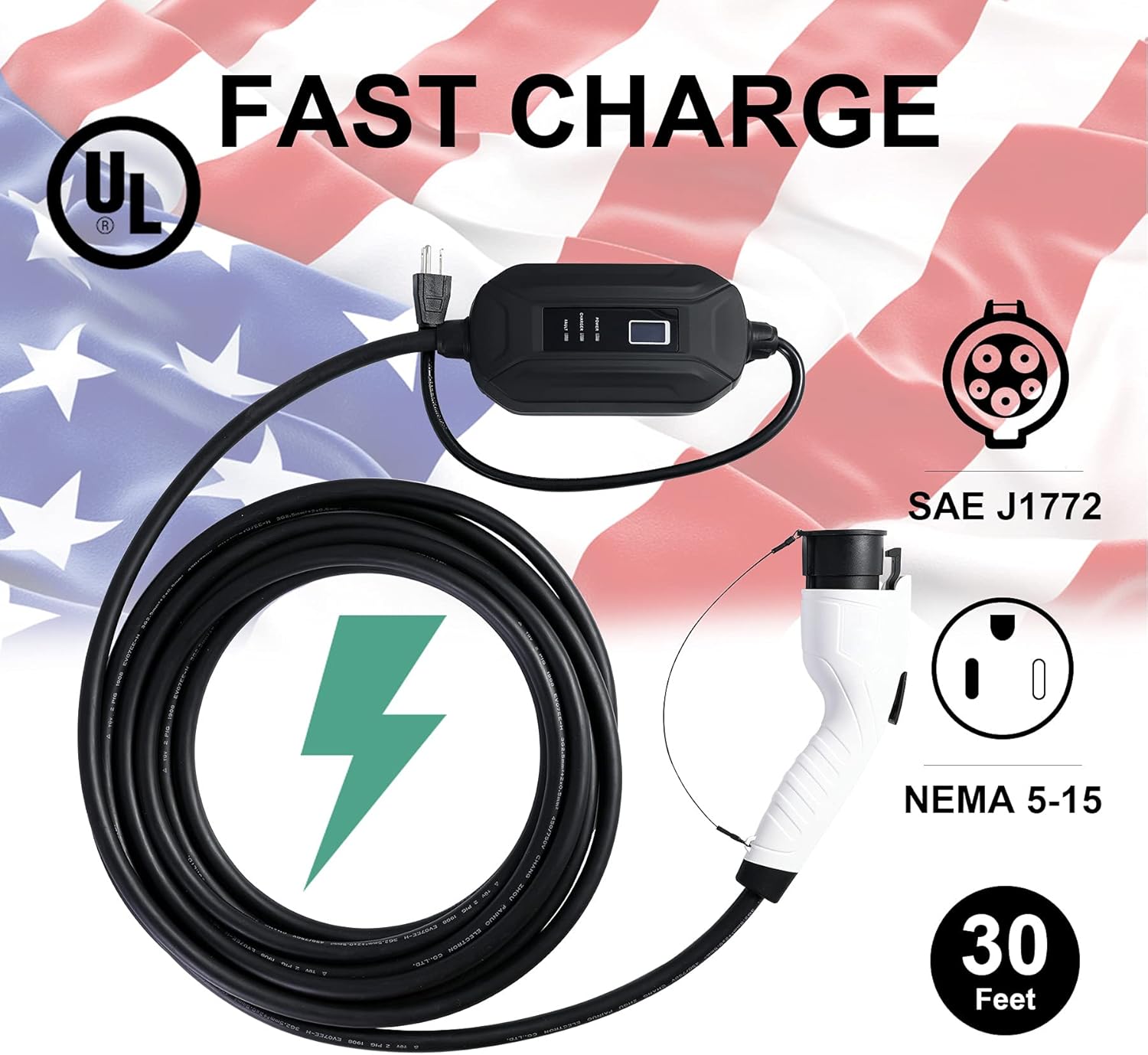 Tools & Equipment 110V240V, 16A, 30FT Fiat Orion Motor Tech Ford Fusion Level 1 EV Charger