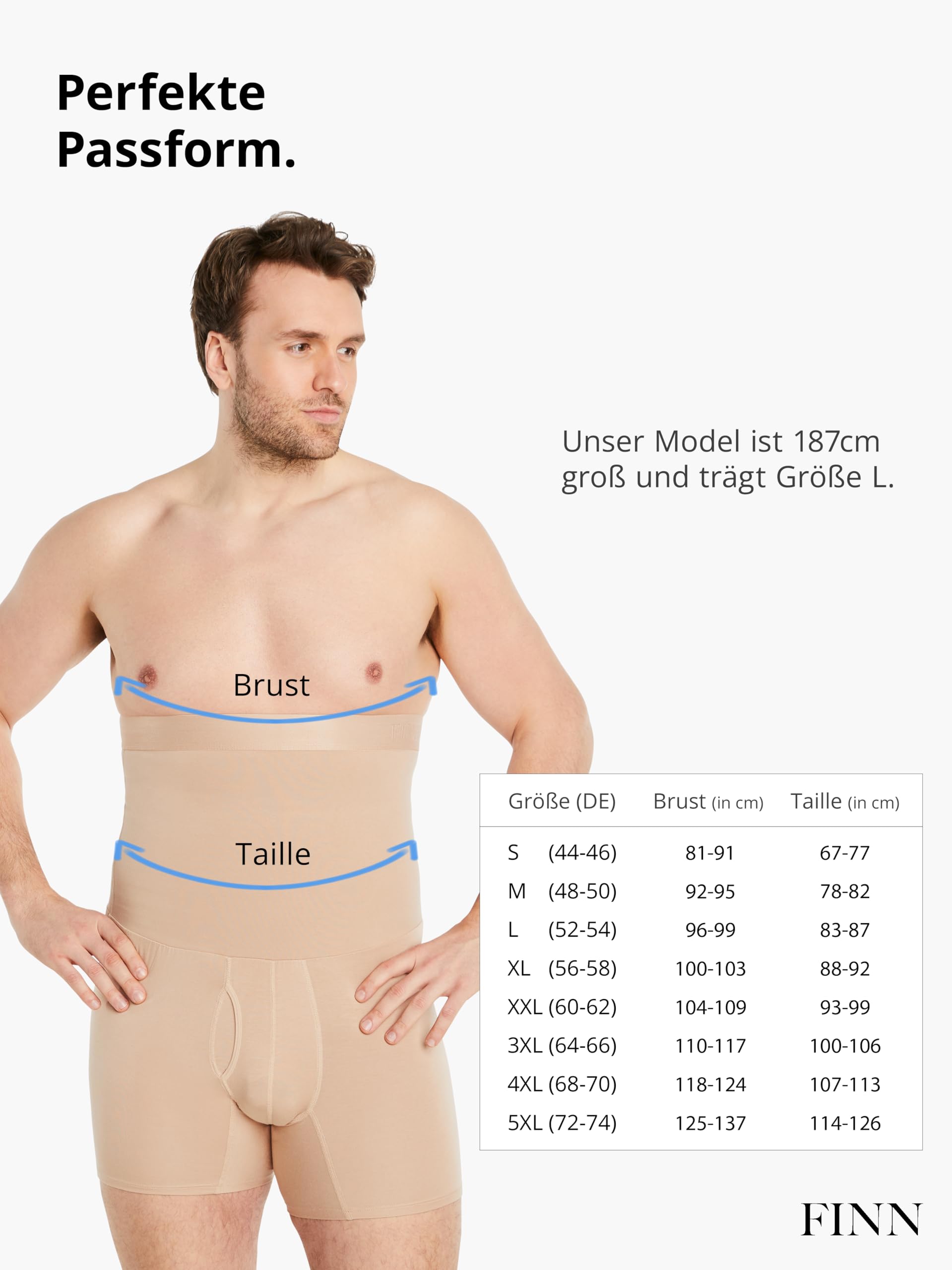 FINN Shapewear Herren Boxershorts – Bodyshaper Mieder mit Bauchweg Effekt | Figurformende Unterhose für Männer – Stützende Shaping Shorts aus Baumwolle für Bauch und Hüfte
