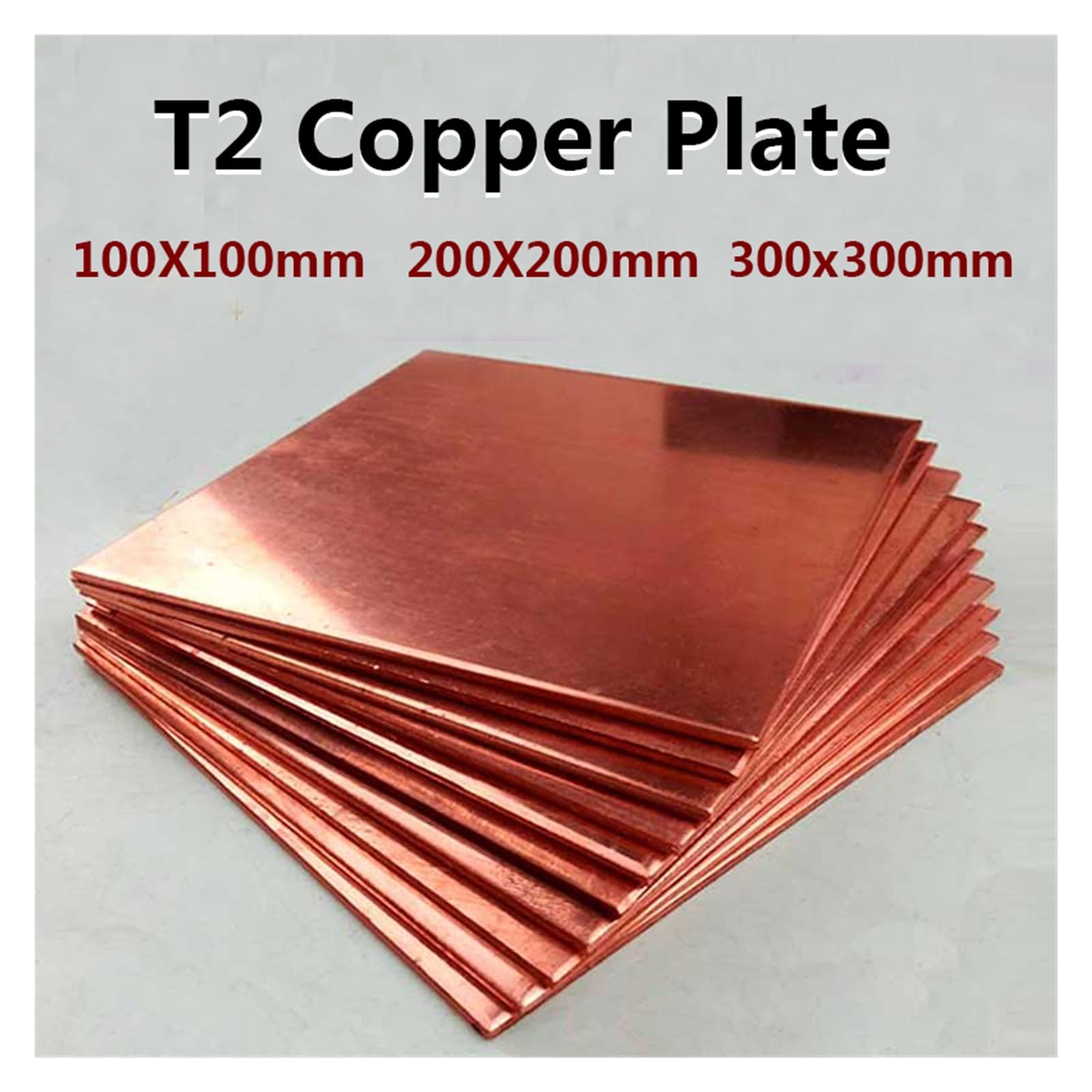 BAFAFA Lámina de cobre al 99,9% Placa de cobre T2 Cobre puro Cu Metal 100 * 100 mm, 200 * 200 mm(200x200x3mm)