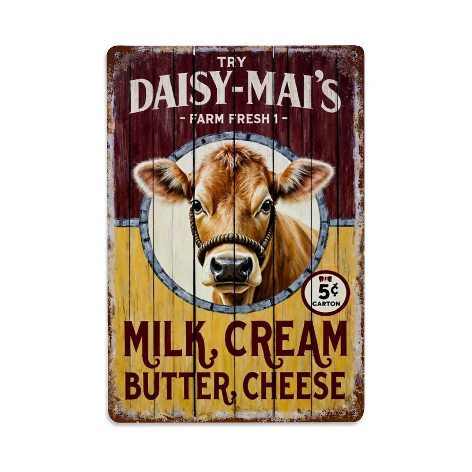 Cow Face On Background Retro Metal Tin Sign, Vintage Decor Art Poster for Bar, Home, Man Cave, Kitchen, Laundry Room Gift 8x12Inch