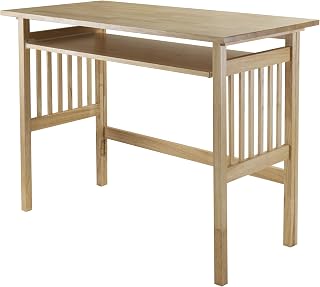 Winsome Mission Folding Computer Desk Beechwood - Solid Wood Foldable Home Office Desk with Keyboard Tray, 40x20