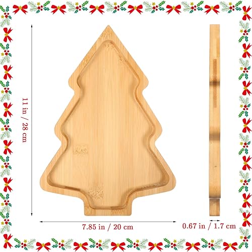Miniatura 2 de BESTonZON Tabla de charcutería de árbol de Navidad, platos de plato de árbol de Navidad en forma de tablero de charcutería de madera para
