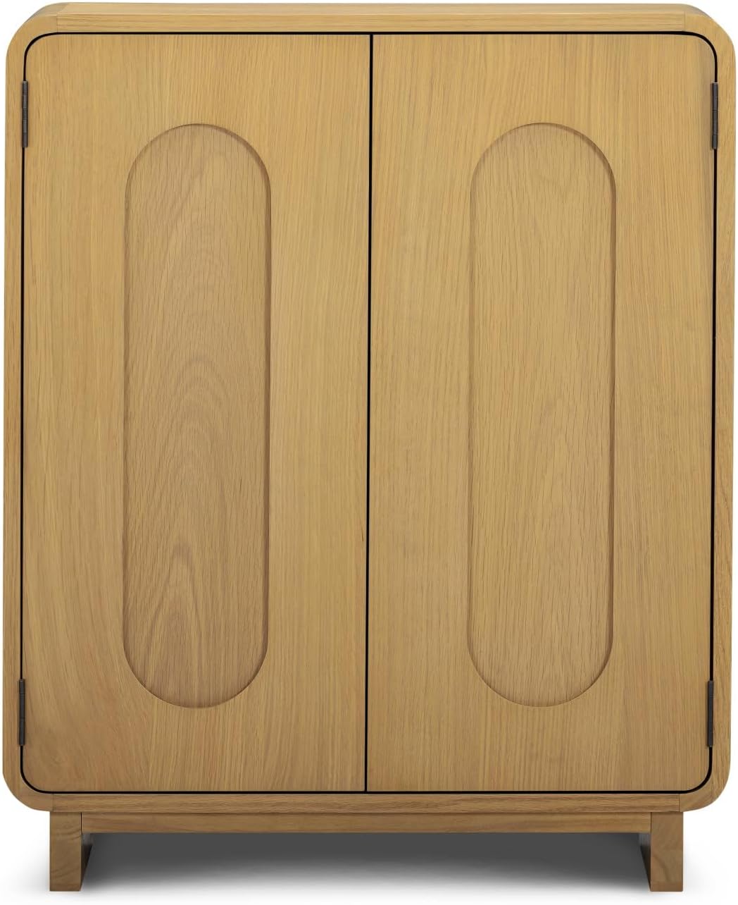 Teamson Home Tenley 28" Wide Accent Storage Cabinet with Recessed Channel Pulls and Adjustable Shelf, Mid Century Modern Entryway Cabinet, Living Room or Bathroom Organizer, Natural | Adjustable Shelf, Recessed Door-Pull