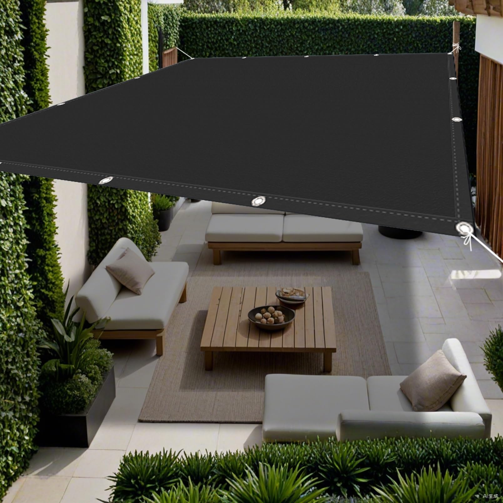 Voile d'ombrage noir pour terrasse et pergola créez une fraîcheur estivale