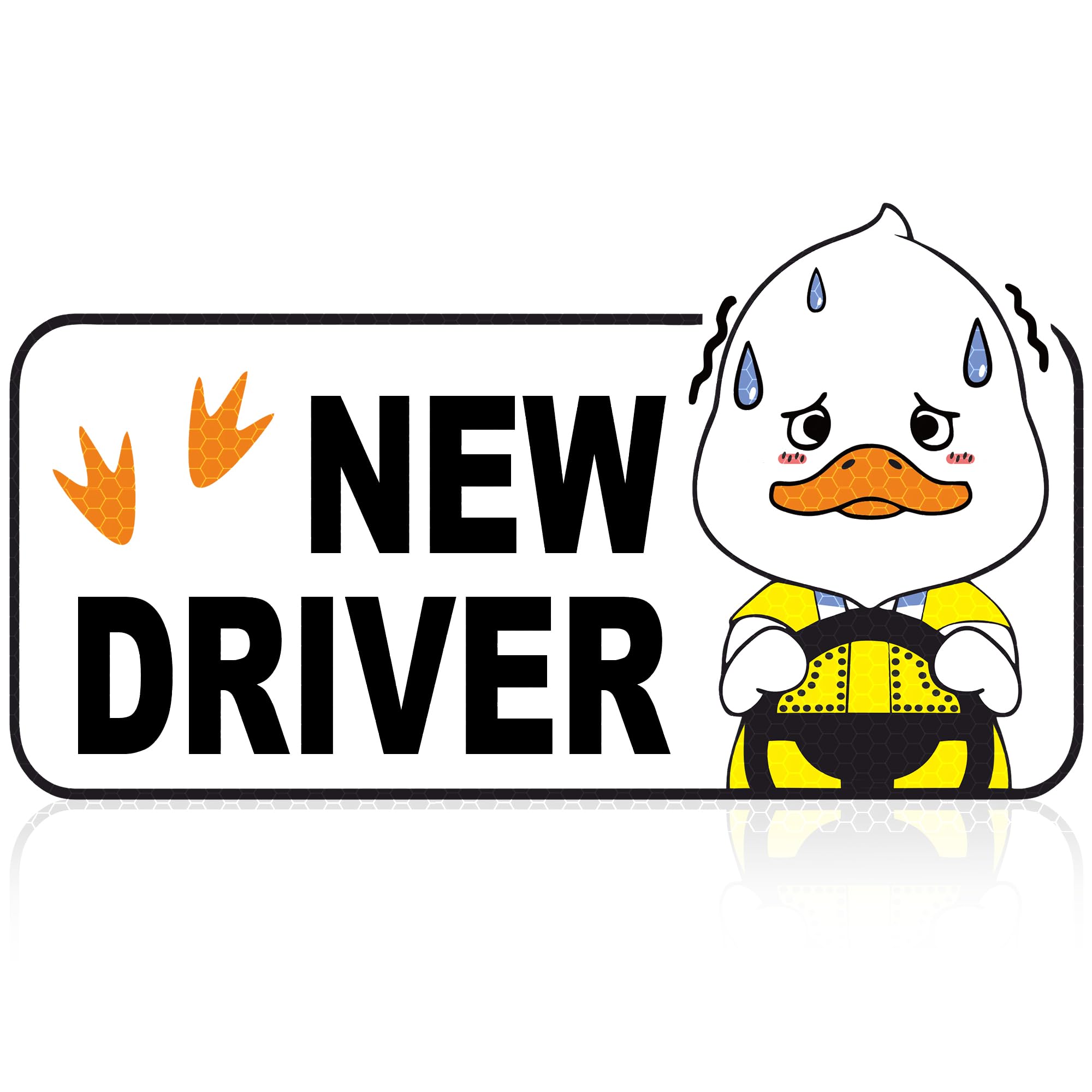 GLUN® Cool Duck New Driver Sign Sticker, Reflective Beginner Learner Car Decal, Waterproof, Weatherproof & Long-Lasting Safety Sticker for Vehicle