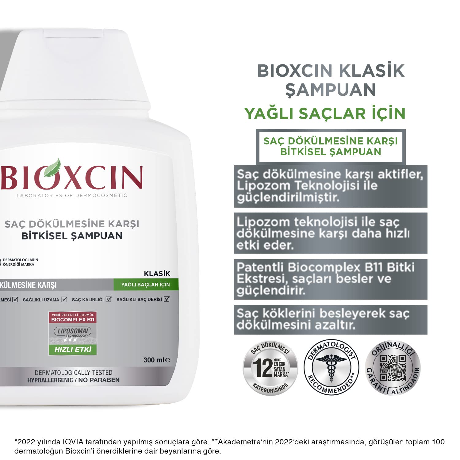 Bioxcin Shampoo against hair loss for oily hair (300 ml) - vegetable anti-fat shampoo with Biocomplex B11 & liposomes for thicker hair & less hair loss' - Image 6