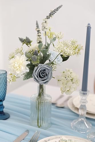 Miniatura 5 de rongflower Juego de cajas combinadas de flores artificiales de color degradado con tallos para bricolaje, ramos de boda, centros de mesa, baby