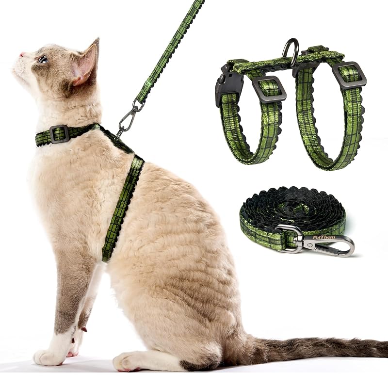 Peitoral e Guia Ajustável para Gatos em Tecido PetThem Green Growling Crocodile